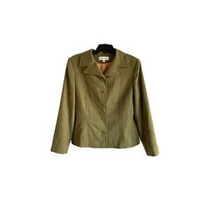 Florine Wachter Green Wool Jacket Blazer Button Down Size 16 Made In USA